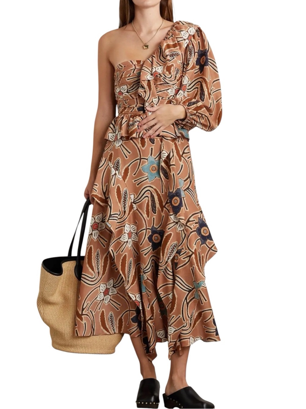 Ulla Johnson Silk Mariam One-Shoulder Dress Size 0